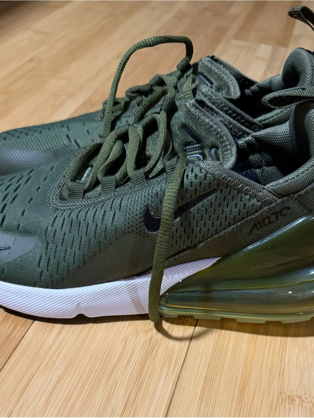 Nike Women's Olive Green Air-Cushioned Knit Sneakers